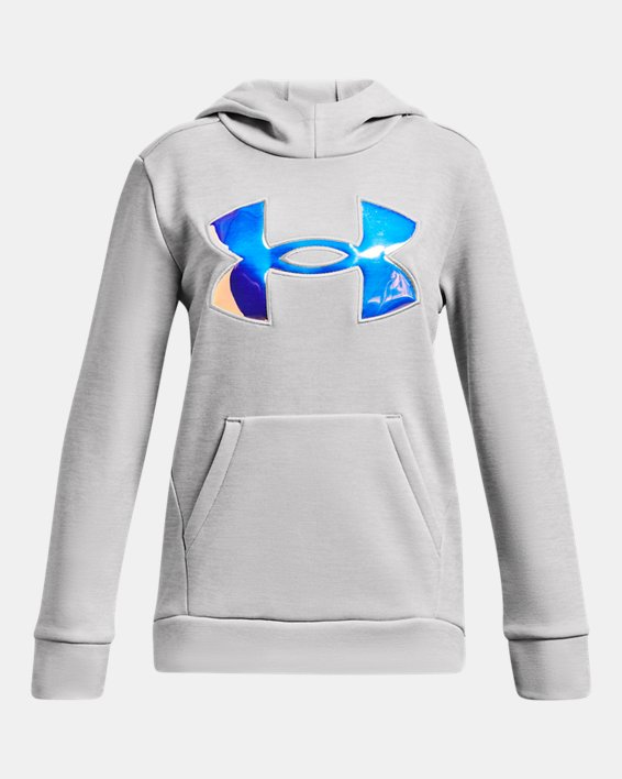 Girls' Armour Fleece® Iridescent Big Logo Hoodie, Gray, pdpMainDesktop image number 0